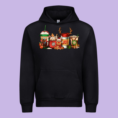 Reindeer Christmas Coffee Cups Urban Hoodie Designed By Jasminsmagicworld