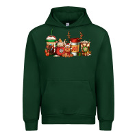 Forest Green Reindeer Christmas Coffee Cups Urban Hoodie - Jasminsmagicworld