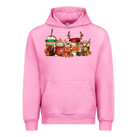 Fuchsia Pink Reindeer Christmas Coffee Cups Urban Hoodie - Jasminsmagicworld
