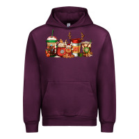 Mauve Wine Reindeer Christmas Coffee Cups Urban Hoodie - Jasminsmagicworld