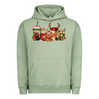 Pigment Oil Green Reindeer Christmas Coffee Cups Urban Hoodie - Jasminsmagicworld