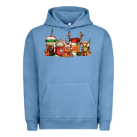 Pigment Pebble Blue Reindeer Christmas Coffee Cups Urban Hoodie - Jasminsmagicworld