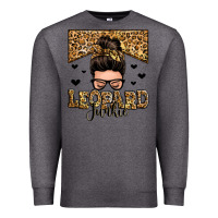 Charcoal Heather leopard junkie messy bun Premium Sweatshirt - Zillion Design Studio