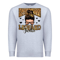 Heather Grey leopard junkie messy bun Premium Sweatshirt - Zillion Design Studio