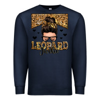 Navy leopard junkie messy bun Premium Sweatshirt - Zillion Design Studio