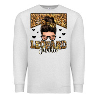 Oatmeal Heather leopard junkie messy bun Premium Sweatshirt - Zillion Design Studio