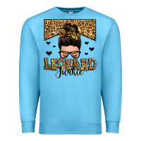 Ocean Blue leopard junkie messy bun Premium Sweatshirt - Zillion Design Studio