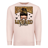 Pale Pink leopard junkie messy bun Premium Sweatshirt - Zillion Design Studio