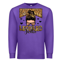 Purple leopard junkie messy bun Premium Sweatshirt - Zillion Design Studio