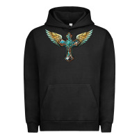 Pigment Black western cross wings Urban Hoodie - BarkalooDesign