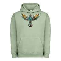 Pigment Oil Green western cross wings Urban Hoodie - BarkalooDesign
