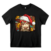 Black Christmas Cow Heavy Core Tee - LillyAllenDesigns