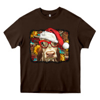 Chocolate Brown Christmas Cow Heavy Core Tee - LillyAllenDesigns