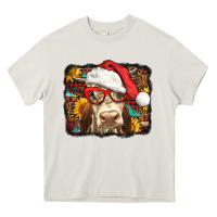 Cream Christmas Cow Heavy Core Tee - LillyAllenDesigns