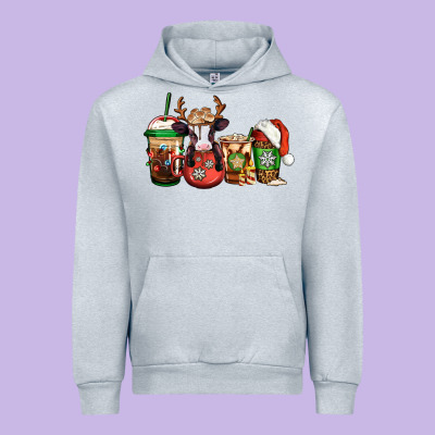 Christmas Baby Calf Coffee Cups Urban Hoodie Designed By Jasminsmagicworld