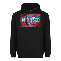 Black valentine's day nurse with leopard and turquoise background Heavyweight Hoodie - RanaPortraitStore
