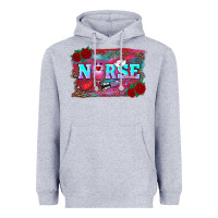 Heather Grey valentine's day nurse with leopard and turquoise background Heavyweight Hoodie - RanaPortraitStore