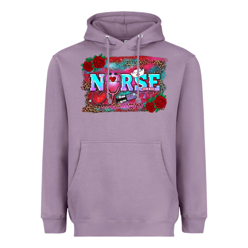 Valentine's Day Nurse With Leopard And Turquoise Background Heavyweight Hoodie by RanaPortraitStore | Teevron