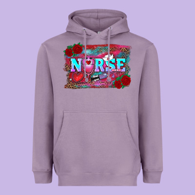 Valentine's Day Nurse With Leopard And Turquoise Background Heavyweight Hoodie Designed By Ranaportraitstore