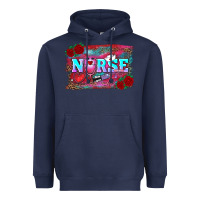 Navy valentine's day nurse with leopard and turquoise background Heavyweight Hoodie - RanaPortraitStore