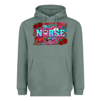 Sage valentine's day nurse with leopard and turquoise background Heavyweight Hoodie - RanaPortraitStore