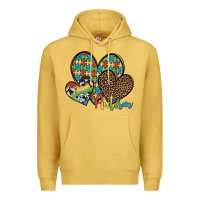 Antique Gold autism hearts leopard cowhide Premium Hoodie - Artiststas