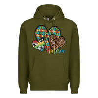 Army Green autism hearts leopard cowhide Premium Hoodie - Artiststas