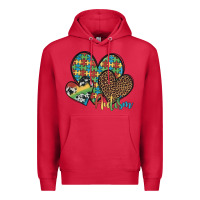 Cardinal autism hearts leopard cowhide Premium Hoodie - Artiststas