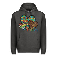 Charcoal Heather autism hearts leopard cowhide Premium Hoodie - Artiststas