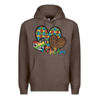Coffee autism hearts leopard cowhide Premium Hoodie - Artiststas