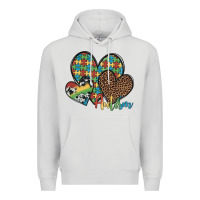 Dove Grey autism hearts leopard cowhide Premium Hoodie - Artiststas