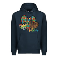 Navy autism hearts leopard cowhide Premium Hoodie - Artiststas