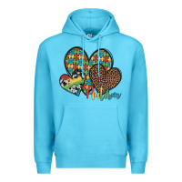 Ocean Blue autism hearts leopard cowhide Premium Hoodie - Artiststas