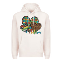 Pale Pink autism hearts leopard cowhide Premium Hoodie - Artiststas