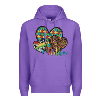 Purple autism hearts leopard cowhide Premium Hoodie - Artiststas