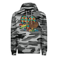 Slate Camo autism hearts leopard cowhide Premium Hoodie - Artiststas