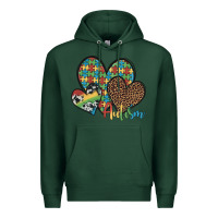 Sports Green autism hearts leopard cowhide Premium Hoodie - Artiststas