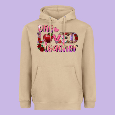 One Loved Teacher Heavyweight Hoodie Designed By Ranaportraitstore