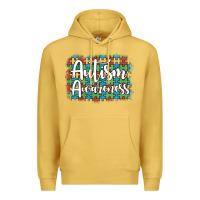 Antique Gold autism awareness puzzle background Premium Hoodie - Artiststas