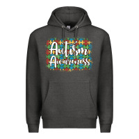 Charcoal Heather autism awareness puzzle background Premium Hoodie - Artiststas