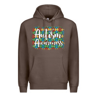 Coffee autism awareness puzzle background Premium Hoodie - Artiststas