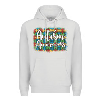 Dove Grey autism awareness puzzle background Premium Hoodie - Artiststas
