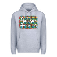 Heather Grey autism awareness puzzle background Premium Hoodie - Artiststas