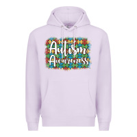 Lilac autism awareness puzzle background Premium Hoodie - Artiststas