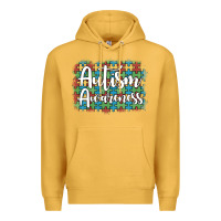 Mustard autism awareness puzzle background Premium Hoodie - Artiststas