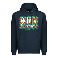 Navy autism awareness puzzle background Premium Hoodie - Artiststas