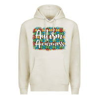 Oatmeal Heather autism awareness puzzle background Premium Hoodie - Artiststas