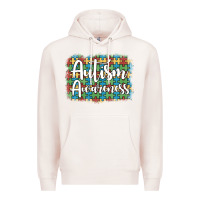 Pale Pink autism awareness puzzle background Premium Hoodie - Artiststas