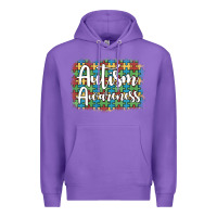 Purple autism awareness puzzle background Premium Hoodie - Artiststas