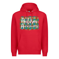 Red autism awareness puzzle background Premium Hoodie - Artiststas